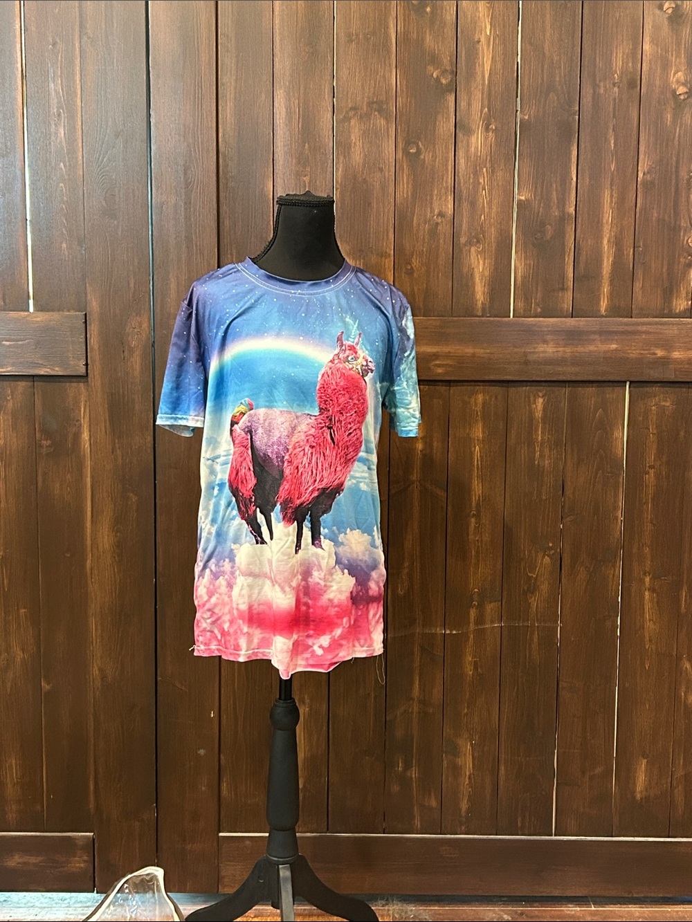 Kids Blue & Pink Llama Graphic T-Shirt